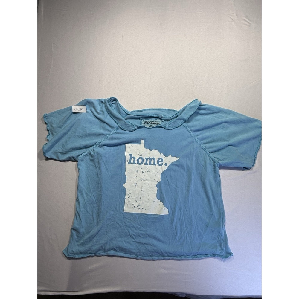 U.S. Vintage Women's S/M Blue Scoop Neck Raglan Sleeve Cotton Minnesota Tee
